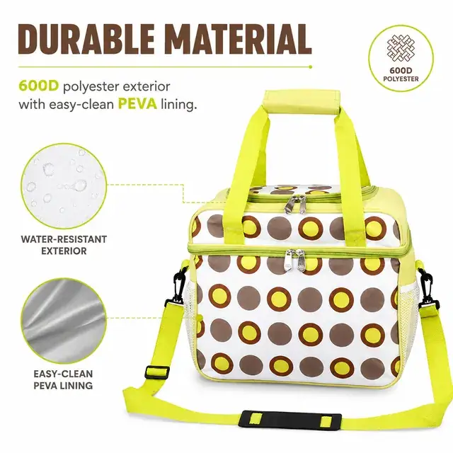 Insulated Lunch Bag with Shoulder Strap and Dual Carrying Options (600D Polyester + PEVA, 35x20x29 cm) — construction detail 2