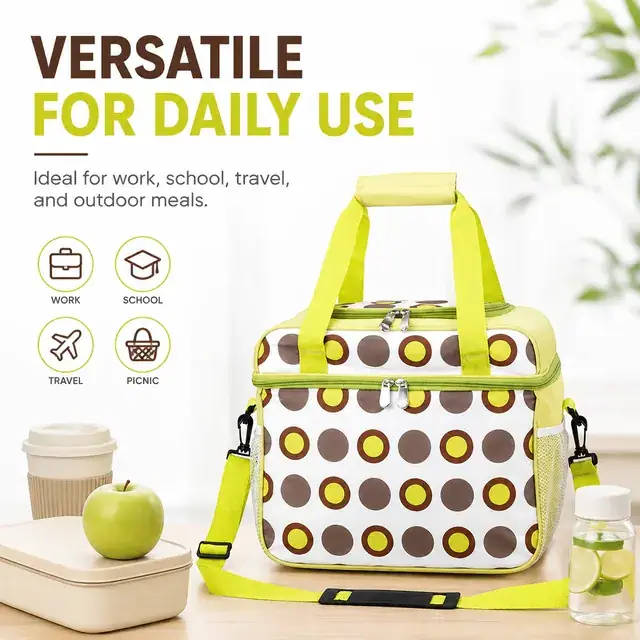 Insulated Lunch Bag with Shoulder Strap and Dual Carrying Options (600D Polyester + PEVA, 35x20x29 cm) — construction detail 4