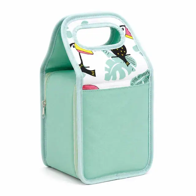 Insulated Lunch Bag with Toucan Print and Built-In Handle (Polyester, 17x13x36 cm) — product view