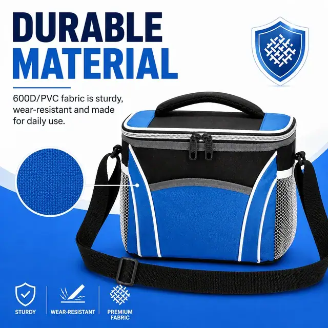 Insulated Lunch Box for Office, Picnic and Outdoor (600D/PVC, 22x15.5x19 cm) — construction detail 1