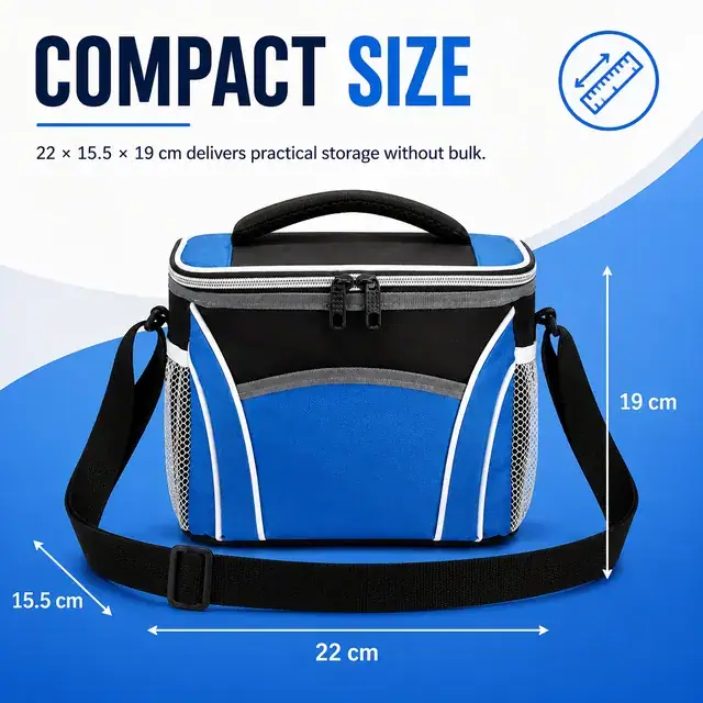 Insulated Lunch Box for Office, Picnic and Outdoor (600D/PVC, 22x15.5x19 cm) — construction detail 3