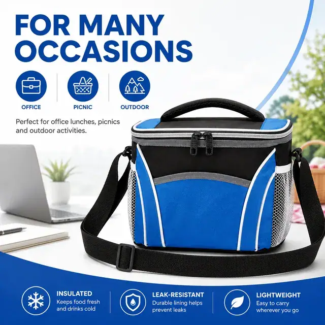 Insulated Lunch Box for Office, Picnic and Outdoor (600D/PVC, 22x15.5x19 cm) — construction detail 4