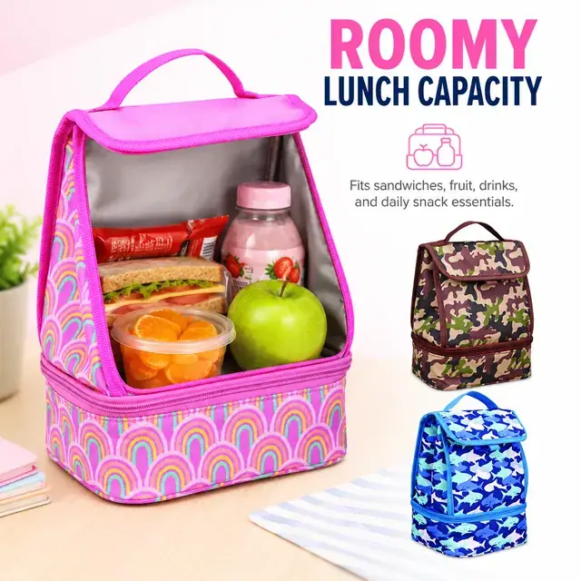 Kids Cooler Bag for School and Picnic (600D Polyester, 19x14x24 cm) — construction detail 1