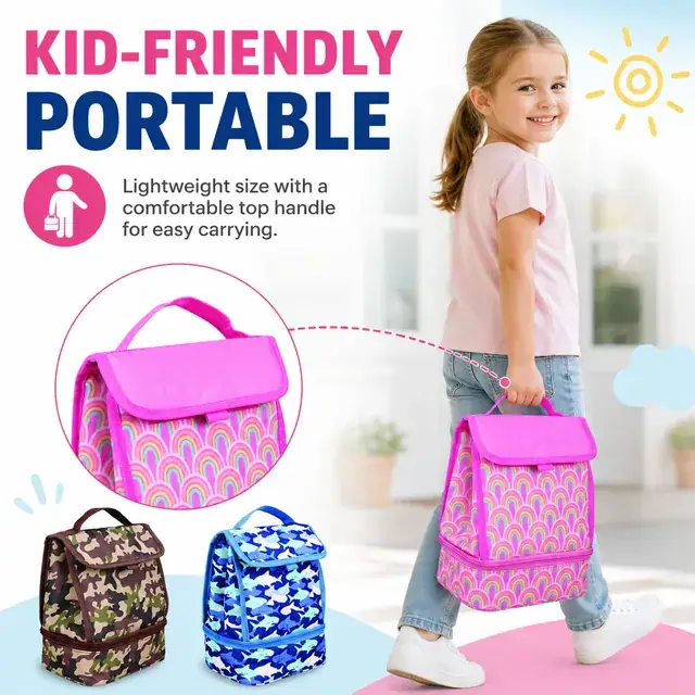 Kids Cooler Bag for School and Picnic (600D Polyester, 19x14x24 cm) — construction detail 2
