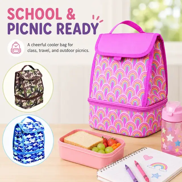 Kids Cooler Bag for School and Picnic (600D Polyester, 19x14x24 cm) — construction detail 3