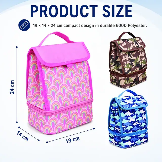 Kids Cooler Bag for School and Picnic (600D Polyester, 19x14x24 cm) — construction detail 4