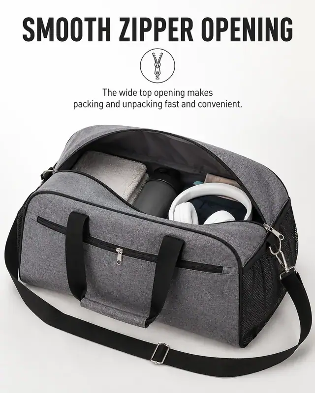 600D Polyester Large-Capacity Fitness Gym Bag with Side Mesh Pocket 55×23×28cm — construction detail 3