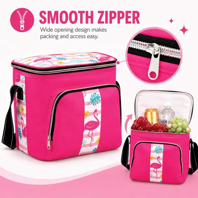 Lunch Cooler Bag for Kids Picnic (600D + Microfiber, 24.5x16.5x22.5 cm) — construction detail 4