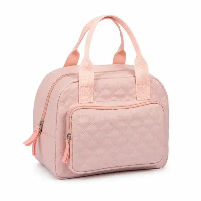 Mini Portable Cooler Tote Reusable Lunch Cooler Box Tote Bag (Polyester, Pink) — product view