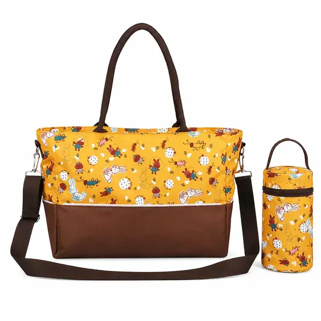 Luxury Baby Diaper Tote Bag with Bottle Holder — 40 x 18 x 29 cm — product view