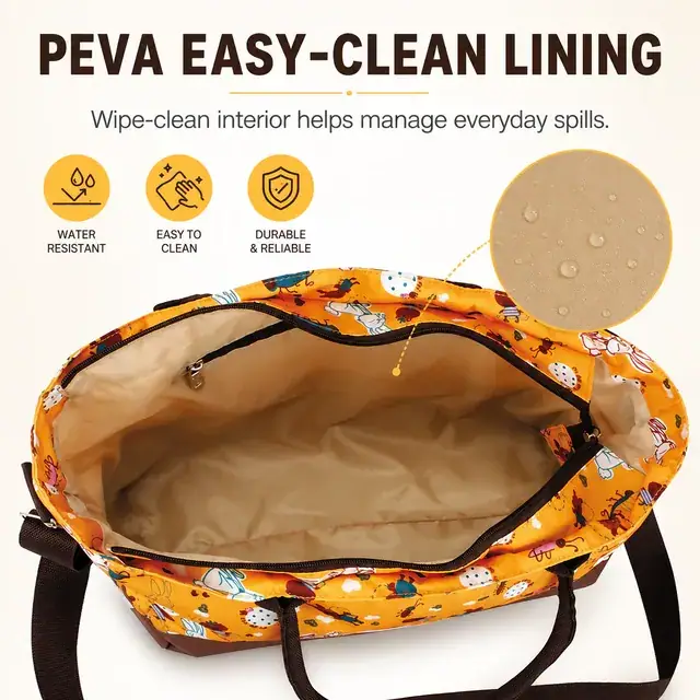 Luxury Baby Diaper Tote Bag with Bottle Holder — 40 x 18 x 29 cm — construction detail 2