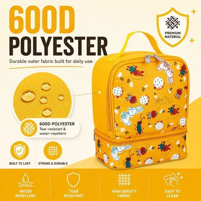 Mini Cooler Bag - Insulated Picnic & Lunch Bag (600D Polyester + PEVA, 21x12x25cm) — construction detail 2