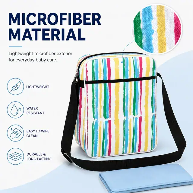 Multifunctional Baby Diaper Crossbody Bag — 27 x 13 x 35 cm — construction detail 2