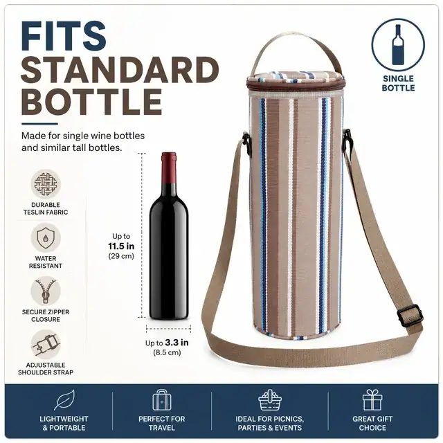 Wine Cooler Bag for Traveling Wholesale (11.5*11.5*33cm, Teslin) — construction detail 1