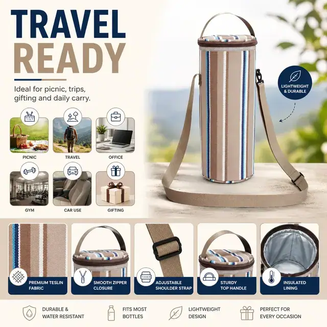 Wine Cooler Bag for Traveling Wholesale (11.5*11.5*33cm, Teslin) — construction detail 3