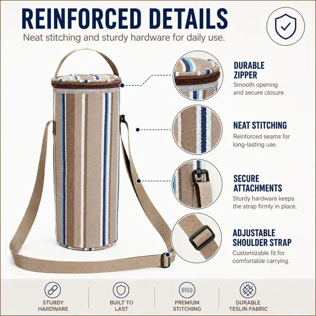 Wine Cooler Bag for Traveling Wholesale (11.5*11.5*33cm, Teslin) — construction detail 4