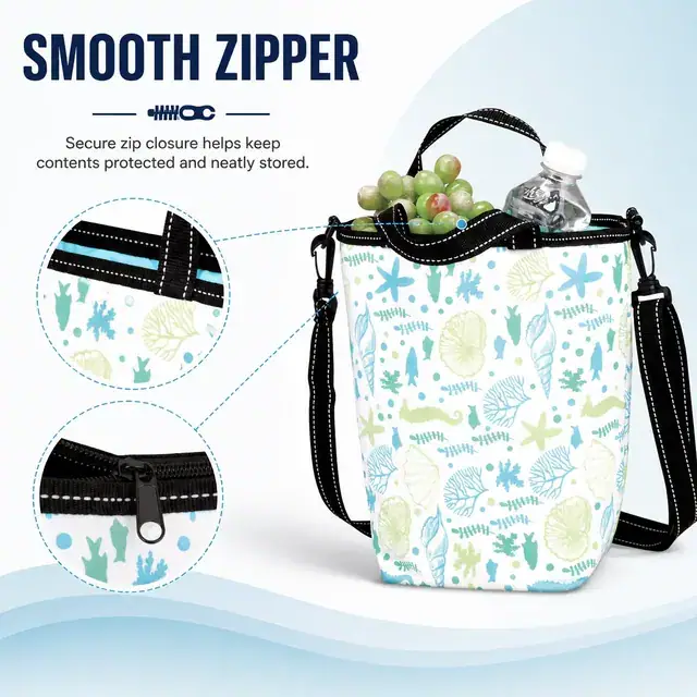 Ocean-Themed Multifunctional Insulated Lunch & Picnic Bag (Polyester, 24x12.5x28cm) — construction detail 2