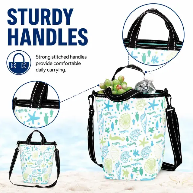 Ocean-Themed Multifunctional Insulated Lunch & Picnic Bag (Polyester, 24x12.5x28cm) — construction detail 3