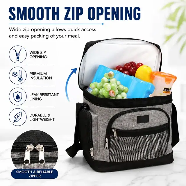 Office Worker Meal Bag - Insulated Picnic Cooler Bag (600D Two-Tone Polyester / PVC, 29x20x25cm) — construction detail 4