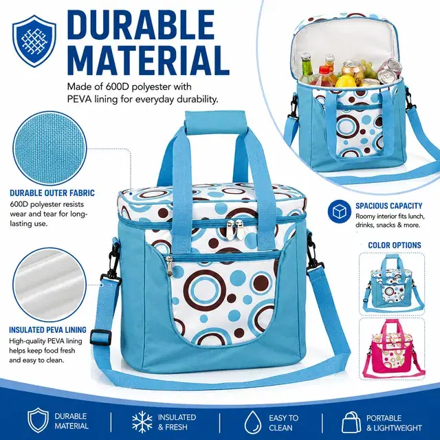 Outdoor Cooler Bag - Customized Insulated Lunch Box (600D Polyester + PEVA, 32.5x22.5x29cm) — construction detail 2