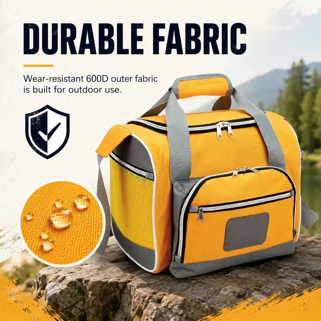 Outdoor Sturdy Cooler Bag - Insulated Picnic & Lunch Bag (600D / PVC, 31x23x24cm) — construction detail 1