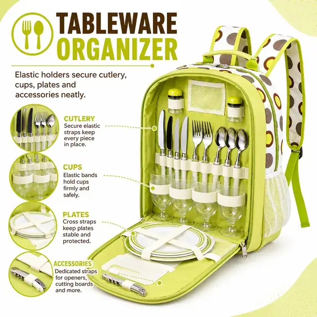Picnic Backpack with Utensil Storage (600D Polyester + PEVA, 29*18*42cm) — construction detail 3