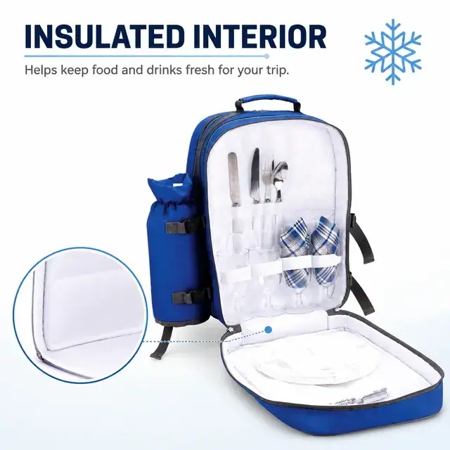 Picnic Bag Insulated Tableware Set - Wholesale (Polyester, 28*21.5*40cm) — construction detail 1