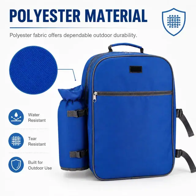 Picnic Bag Insulated Tableware Set - Wholesale (Polyester, 28*21.5*40cm) — construction detail 3