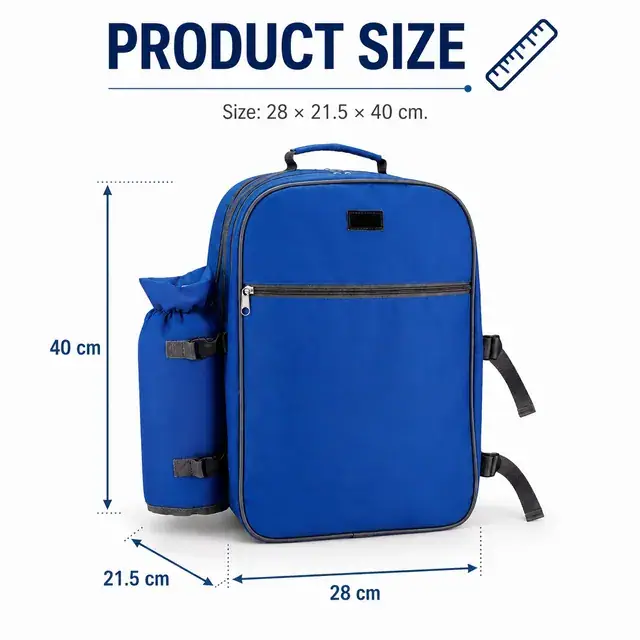 Picnic Bag Insulated Tableware Set - Wholesale (Polyester, 28*21.5*40cm) — construction detail 4
