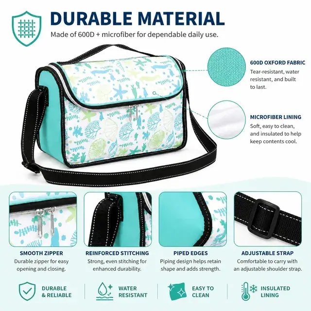 Picnic Bag Wholesale - Insulated Lunch Cooler Bag (600D + Microfiber, 30x14x19cm) — construction detail 1
