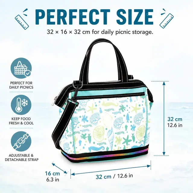 Picnic Basket Cooler Bag - Insulated Picnic & Lunch Bag (600D + Microfiber, 32x16x32cm) — construction detail 3