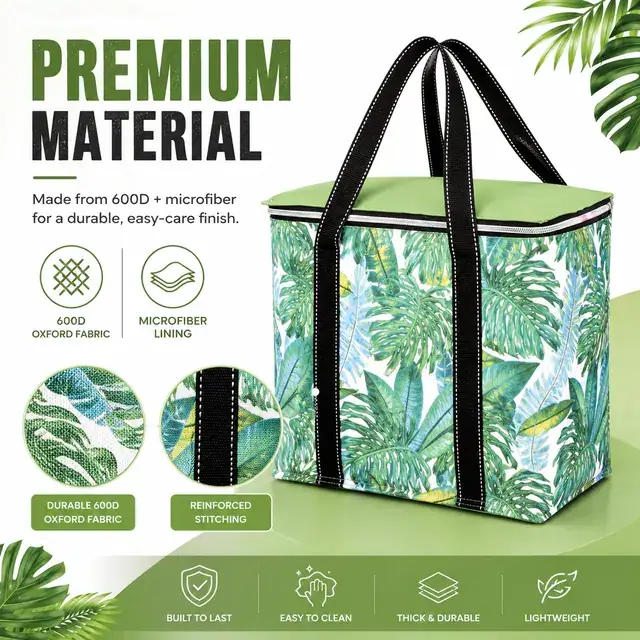 Picnic Cooler Bag OEM (28*20*28cm, 600D + Microfiber Lunch Cooler) — construction detail 1