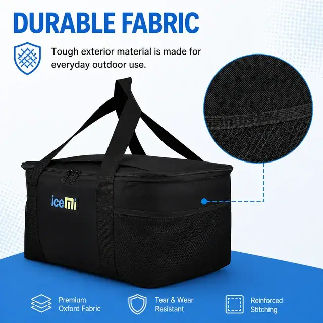 Picnic Cooler Bag (37*28*21cm, 600D/PVC, Leakproof Insulation) — construction detail 3