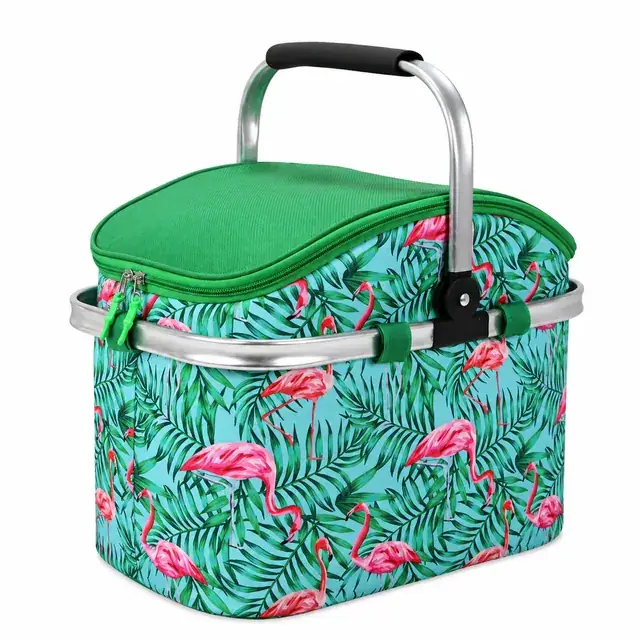 Picnic Folding Cooler Basket for Camping 600D Polyester 37×22×30cm — product view