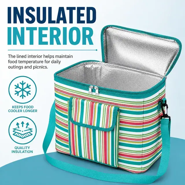 Picnic & Lunch Cooler Bag (600D PU, 35x26x32cm) — construction detail 1