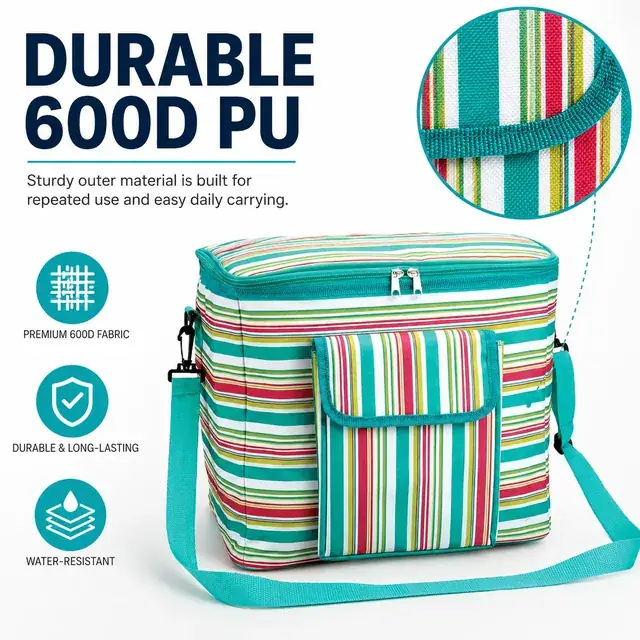 Picnic & Lunch Cooler Bag (600D PU, 35x26x32cm) — construction detail 2
