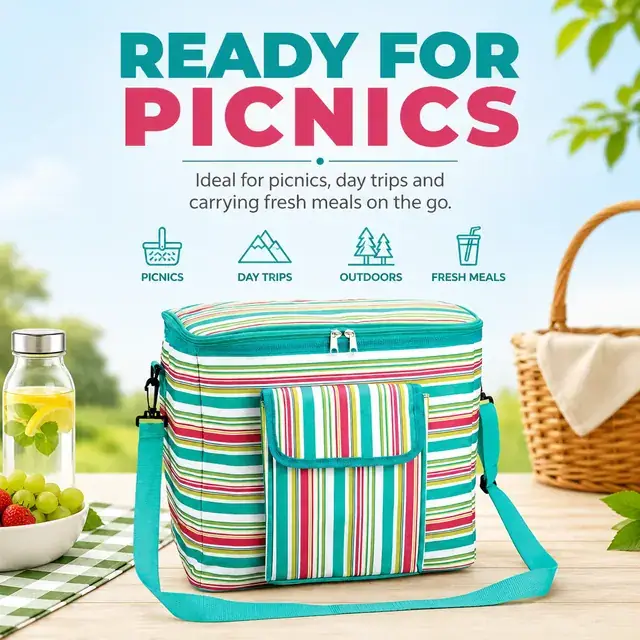 Picnic & Lunch Cooler Bag (600D PU, 35x26x32cm) — construction detail 4
