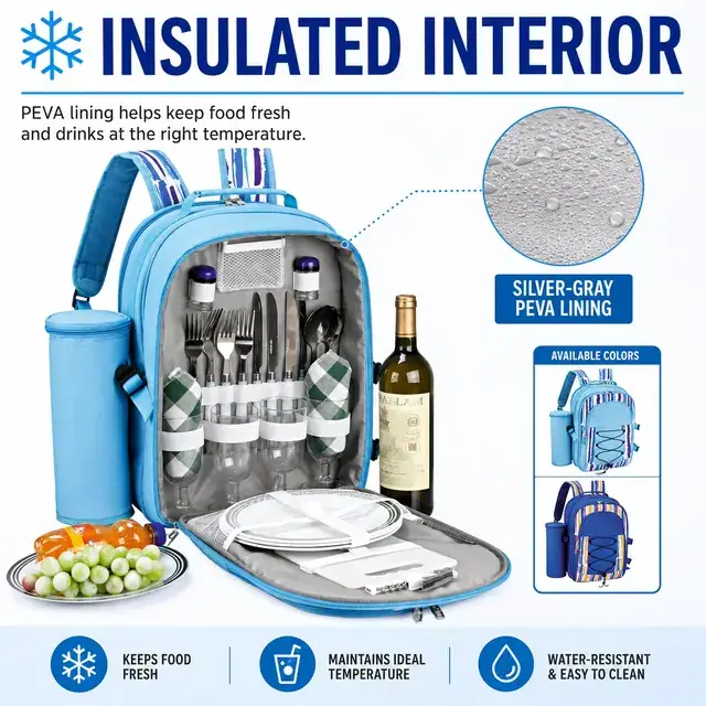 Picnic Bag - Insulated Cooler (600D Polyester + PEVA, 31x18x43cm) — construction detail 2
