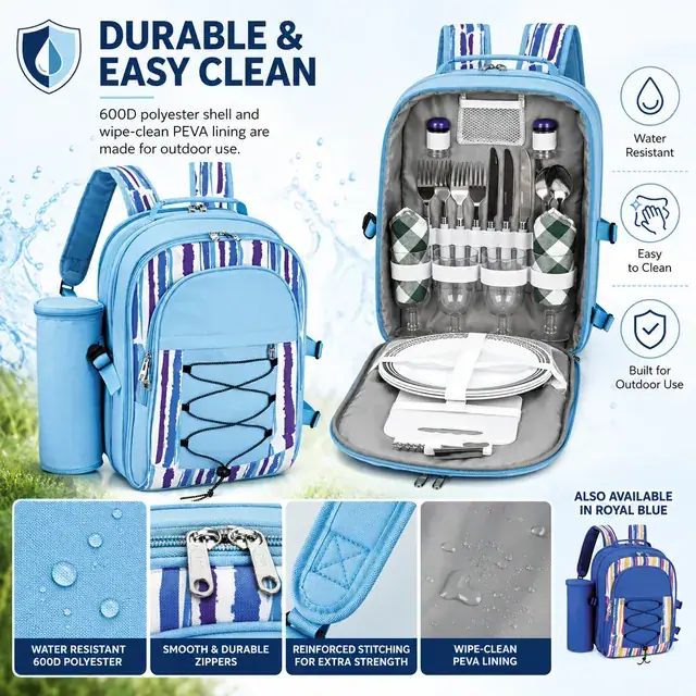 Picnic Bag - Insulated Cooler (600D Polyester + PEVA, 31x18x43cm) — construction detail 4