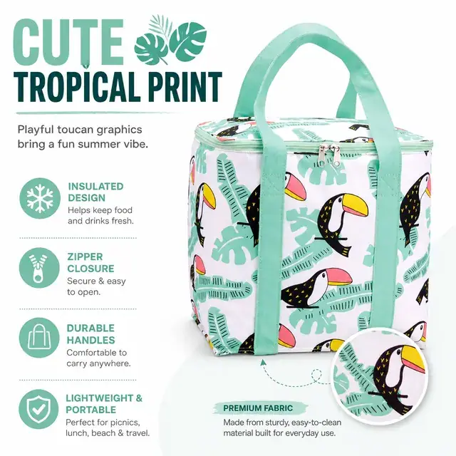 Picnic Cooler Bag - Insulated Polyester Cooler (28.5x20.5x28cm) — construction detail 1