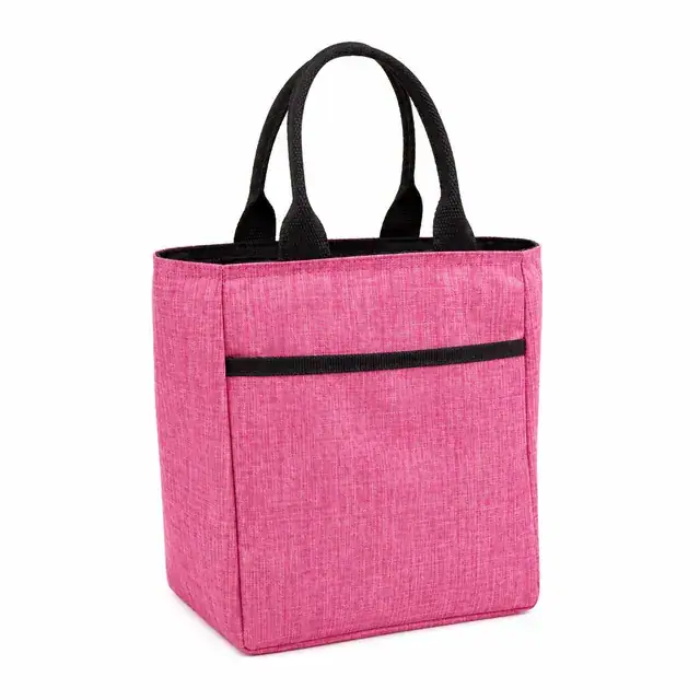 Pink Insulated Lunch Tote Bag with Durable Carry Handles (Melange, 20x14.5x23cm) — product view
