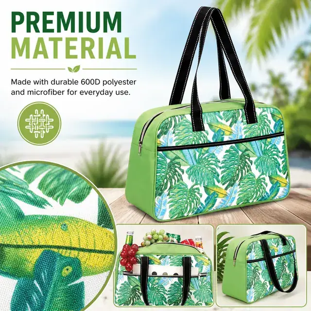 Polyester Lady Cooler Lunch Bag for Picnic - Travel Cooler (600D + Microfiber, 41x15x25cm) — construction detail 1