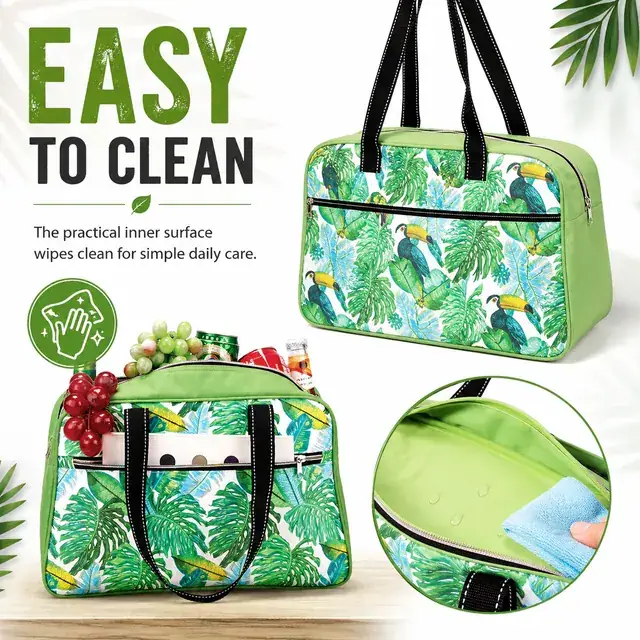 Polyester Lady Cooler Lunch Bag for Picnic - Travel Cooler (600D + Microfiber, 41x15x25cm) — construction detail 3