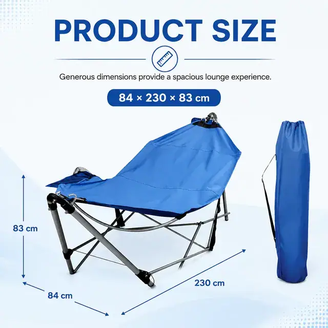 Portable Folding Lounge Chair with Carry Bag 84×230×83cm — construction detail 1