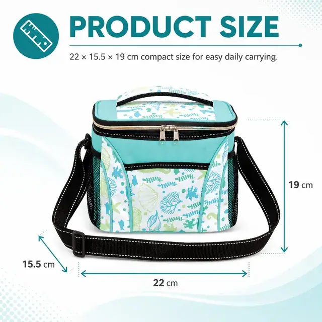 Portable Lunch Cooler Bag for Thermal Food (600D + Microfiber, 22x15.5x19cm) — construction detail 2