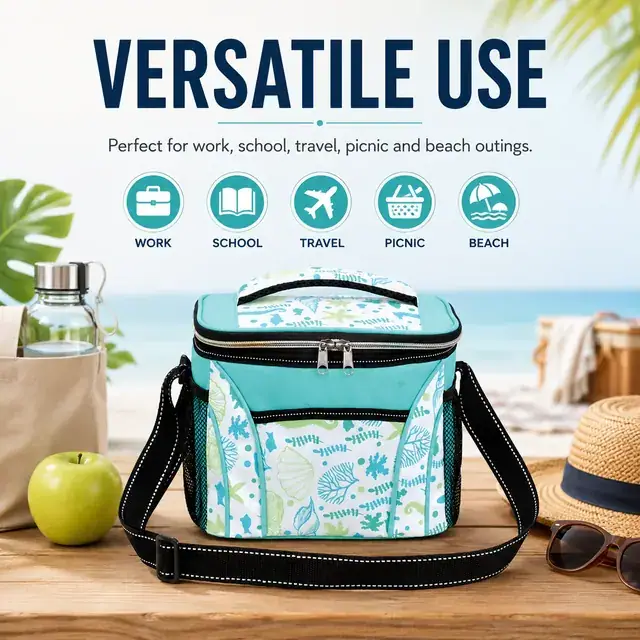 Portable Lunch Cooler Bag for Thermal Food (600D + Microfiber, 22x15.5x19cm) — construction detail 4
