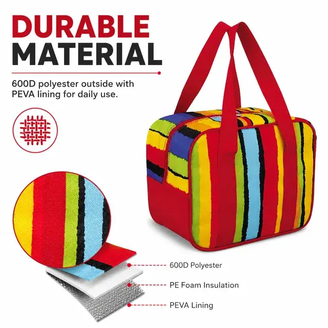 Portable Lunch Handbag Picnic Cooler Bag (25*16*20cm, 600D Polyester + PEVA) — product view