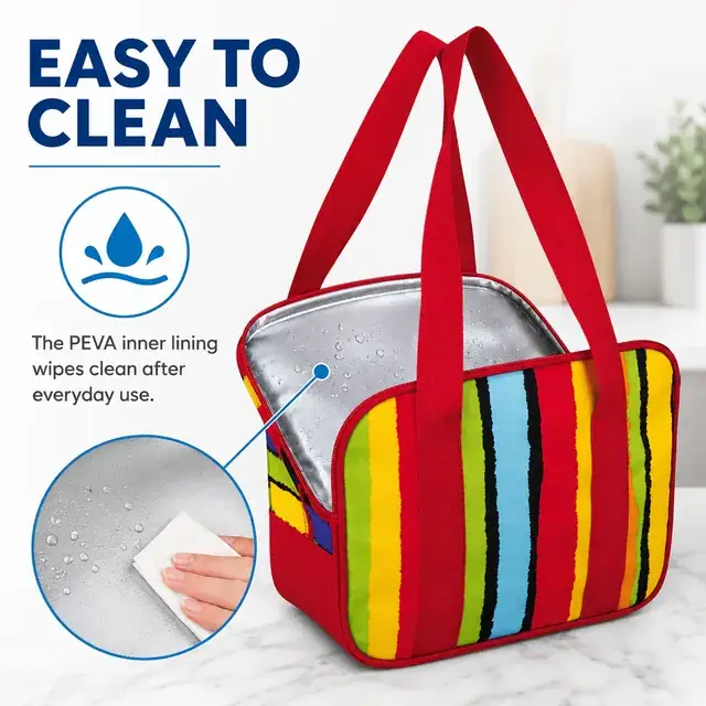 Portable Lunch Handbag Picnic Cooler Bag (25*16*20cm, 600D Polyester + PEVA) — construction detail 4