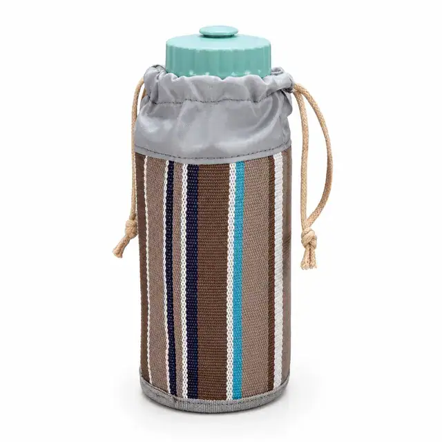 Reusable Water Bottle Sleeve with Drawstring Closure (9*9*16.5cm, Teslin, Striped) — product view