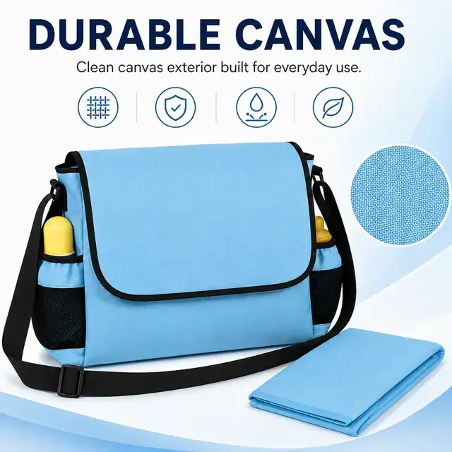 Stylish Baby Diaper Messenger Bag — 41 x 12 x 26 cm — construction detail 2